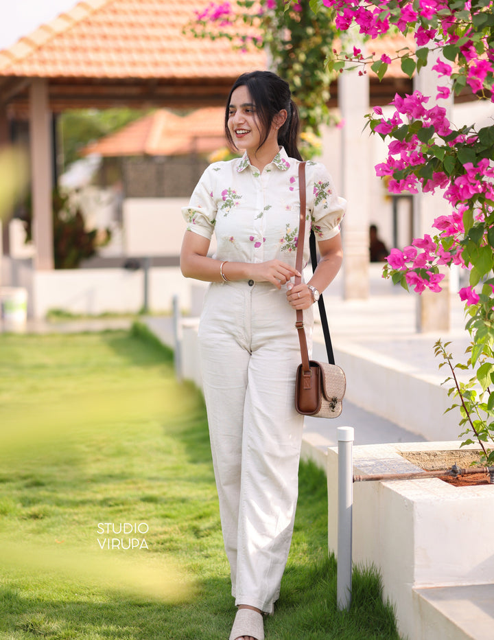 Floral Embroidered Shirt - Onam Edit Express | SHOBITAM