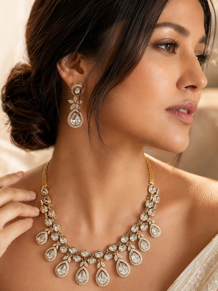 Kundan Necklace Set in Gold Plating – Bridal | SHOBITAM