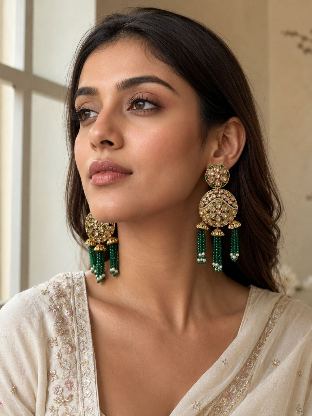 Kundan Tassel Earrings in Gold Finish – Festive Wear | SHOBITAM
