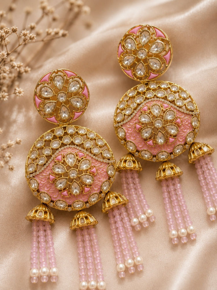 Kundan Tassel Earrings in Gold Finish – Festive Wear | SHOBITAM