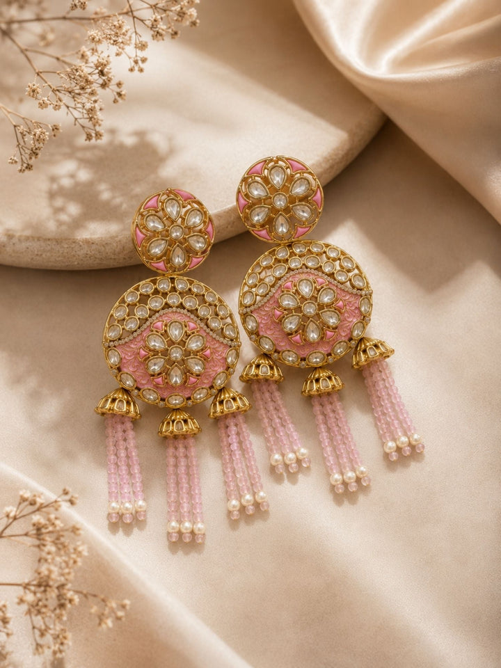 Kundan Tassel Earrings in Gold Finish – Festive Wear | SHOBITAM