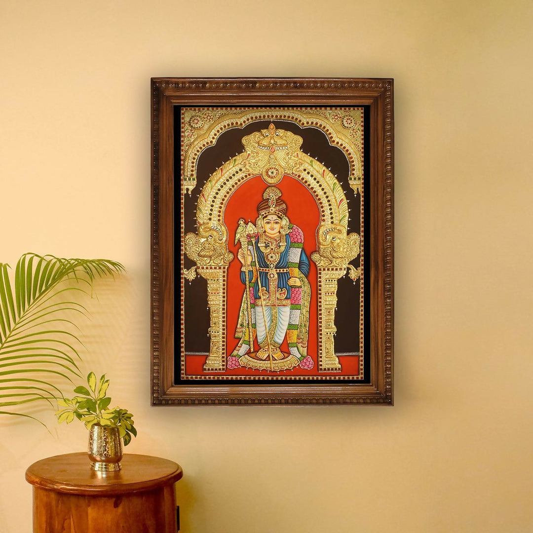 36 x 24 Palani Murugan Authentic Tanjore Hand painting , Unframed | SHOBITAM