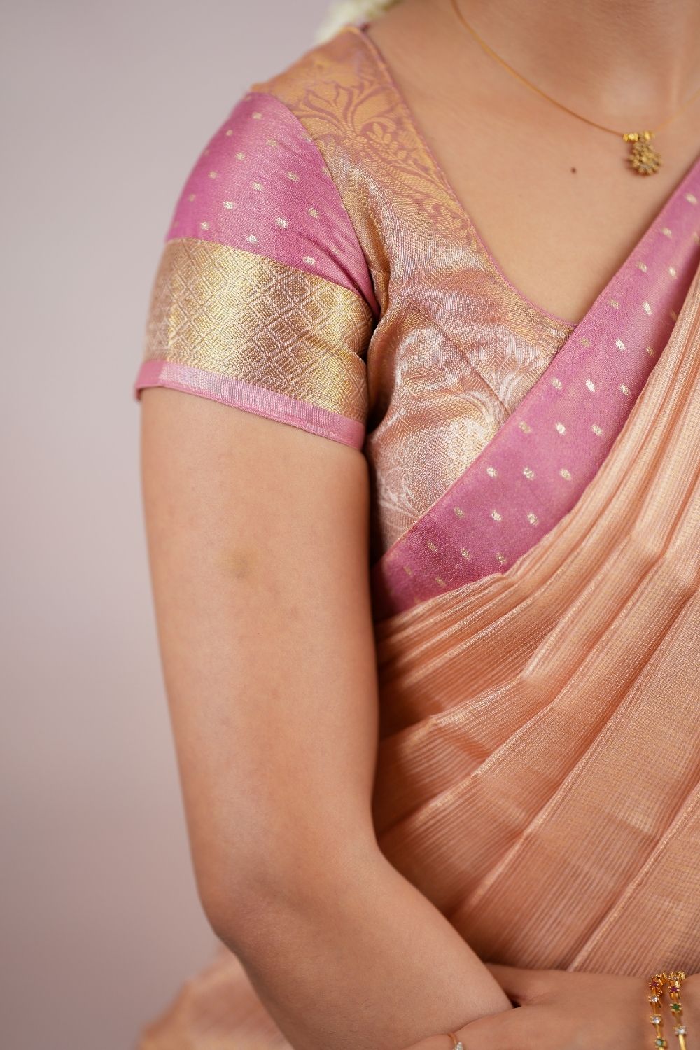 Tanisha Peach with Gold Halfsaree (Set of 3) | SHOBITAM