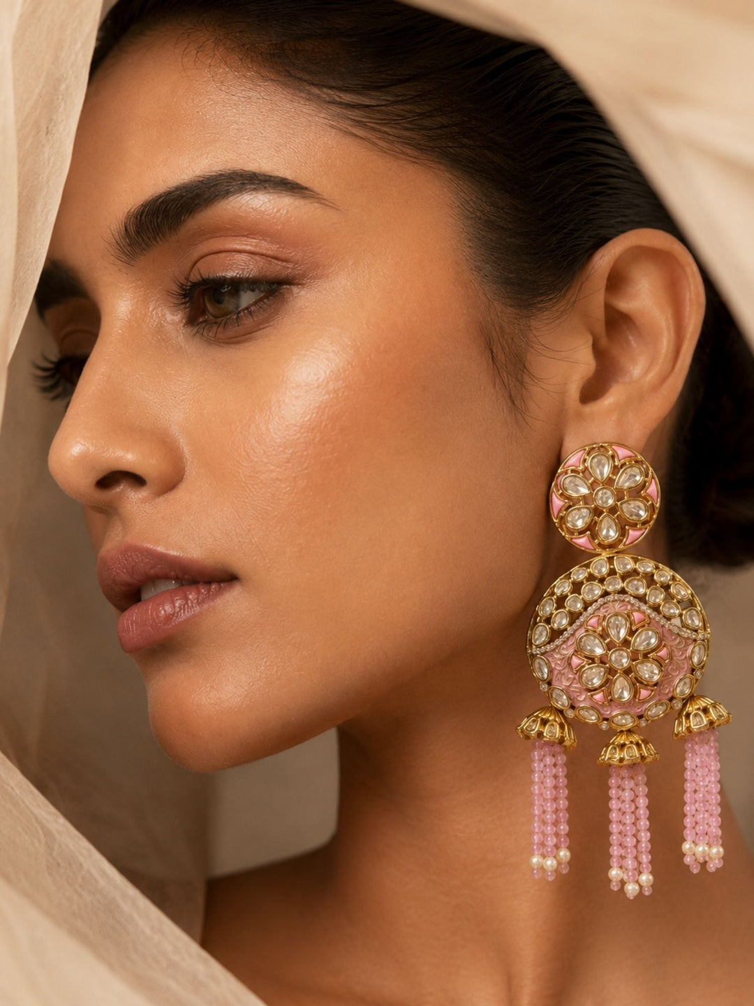 Kundan Tassel Earrings in Gold Finish – Festive Wear | SHOBITAM