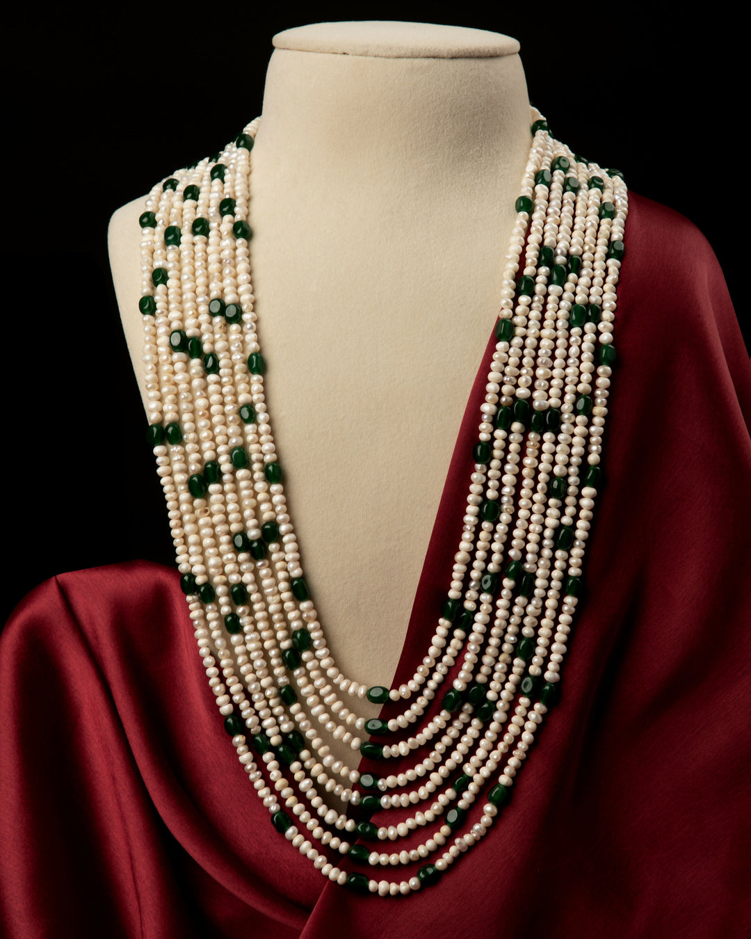 Pravaah – Eight Layer Green Onyx Mala | SHOBITAM