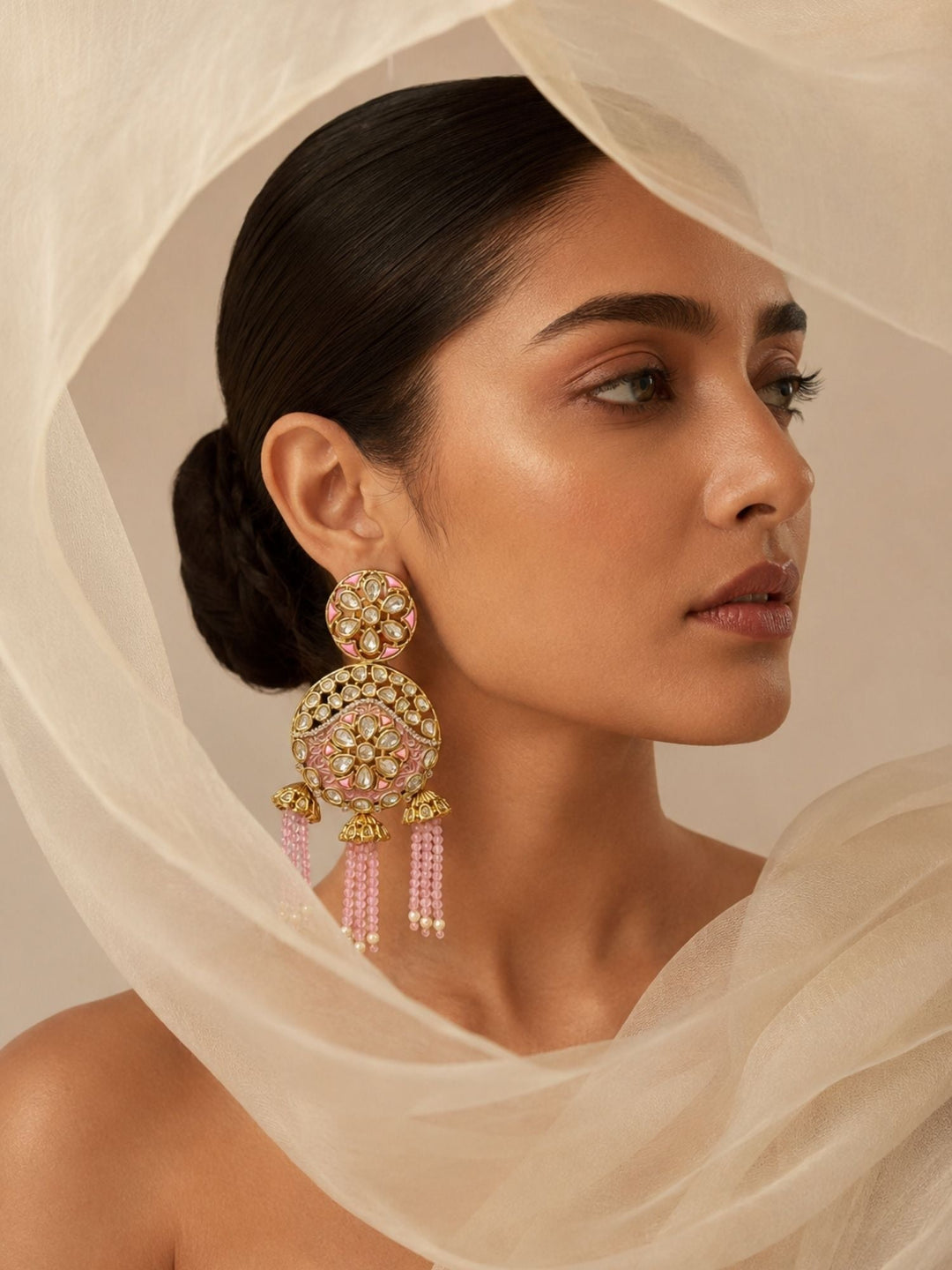 Kundan Tassel Earrings in Gold Finish – Festive Wear | SHOBITAM