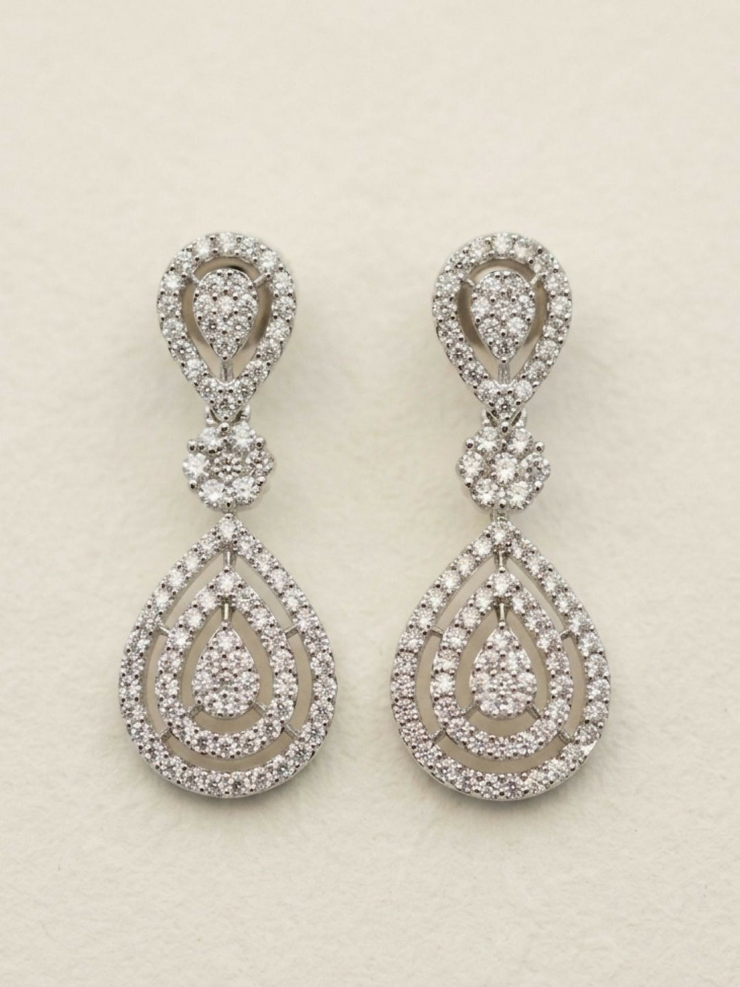 Classic Silver Plated American Diamond Necklace Set | SHOBITAM