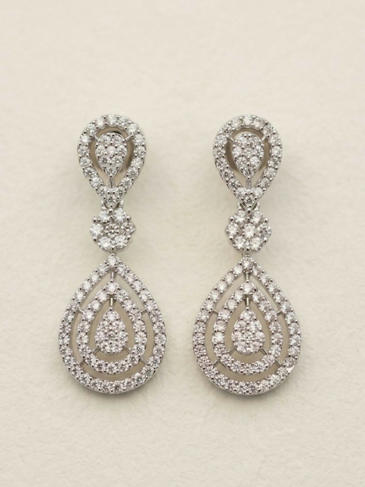Classic Silver Plated American Diamond Necklace Set | SHOBITAM