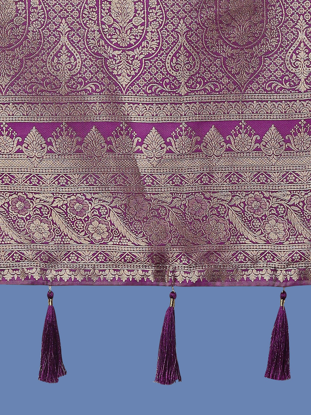 Beige Banarasi Semi Silk Saree With Traditional Paisley Weaves | SHOBITAM