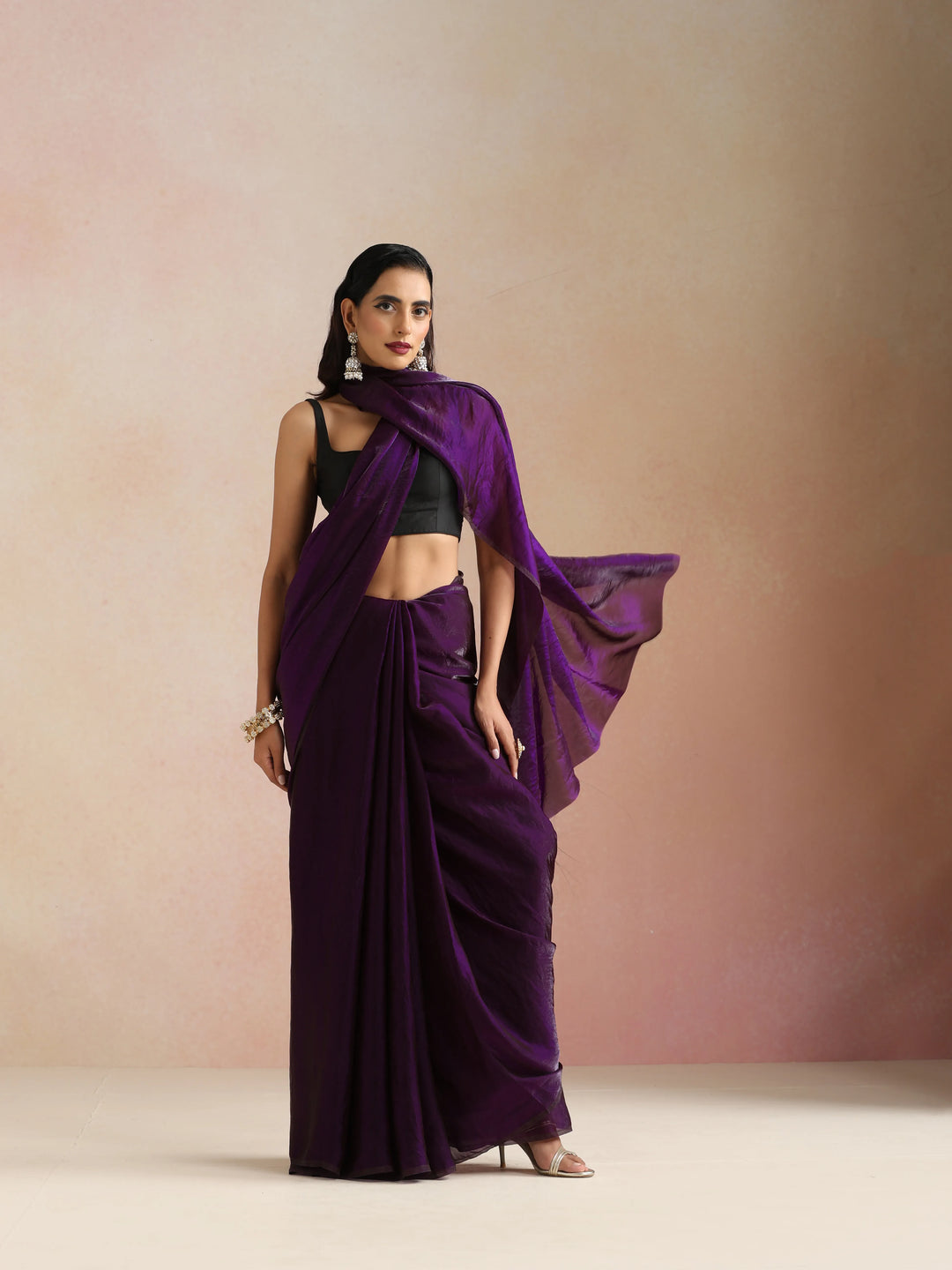 Purple Tissue Saree With Unstitched Blouse| SHOBITAM