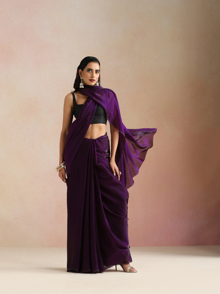 Purple Tissue Saree With Unstitched Blouse| SHOBITAM