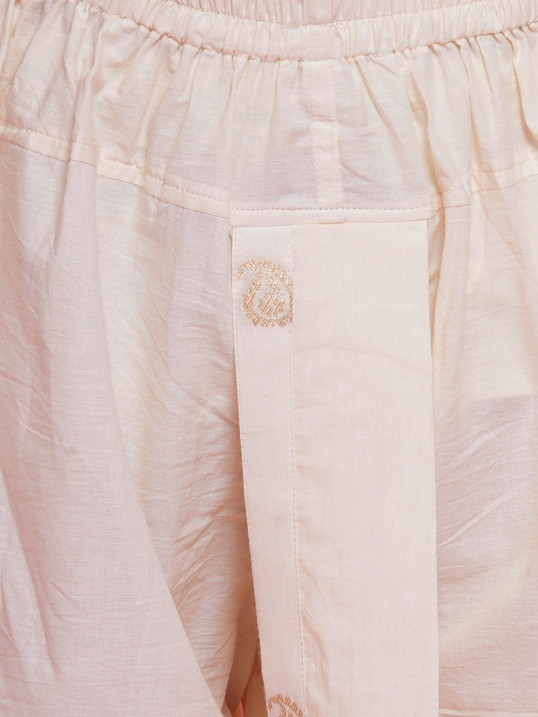 Boys Cotton Full Sleeves Ambi Embrodiery Nehru Jacket with Kurta and Dhoti - Cream | SHOBITAM