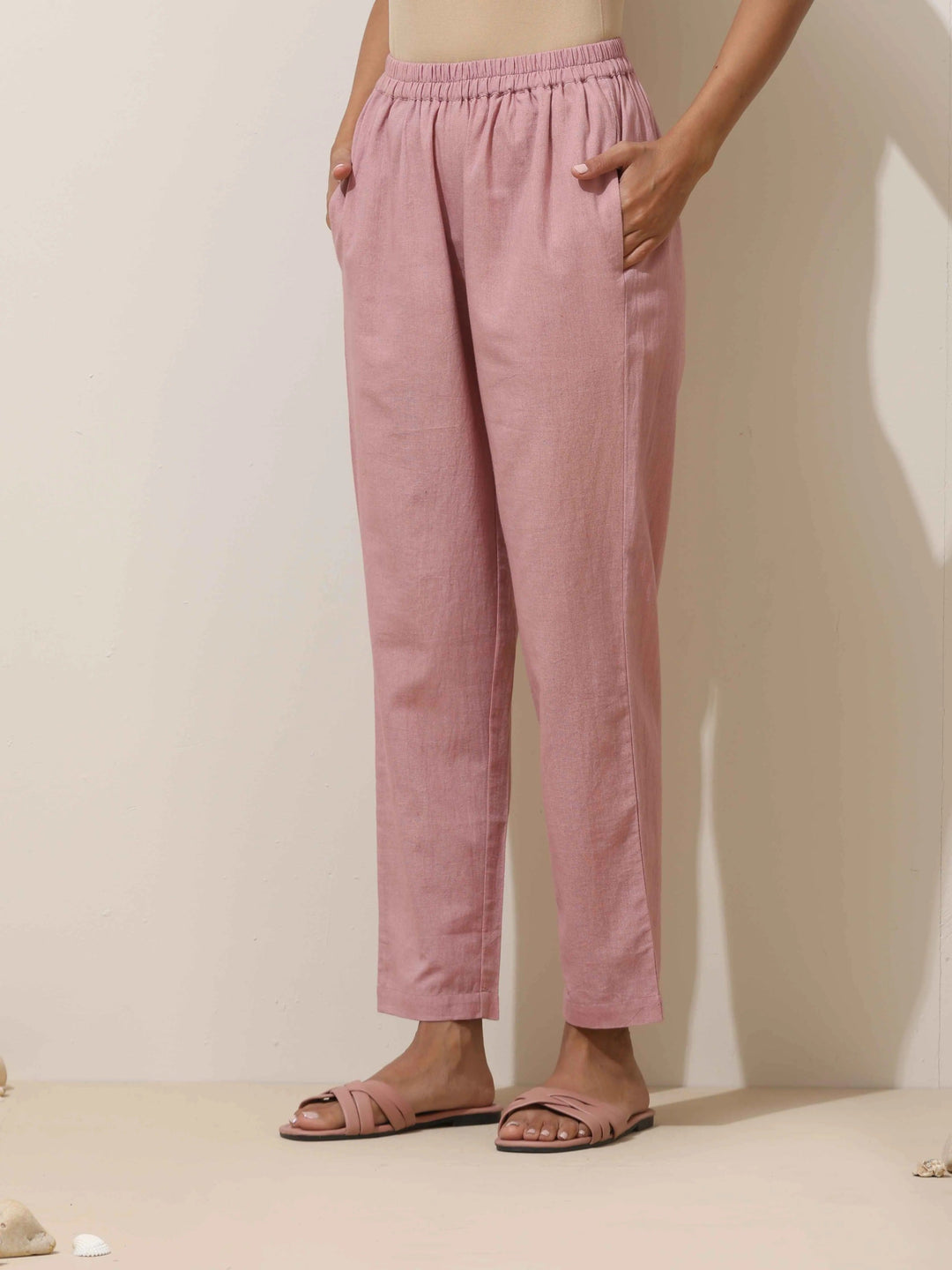 Mint Green Cotton Linen Kurta Pant Set | SHOBITAM