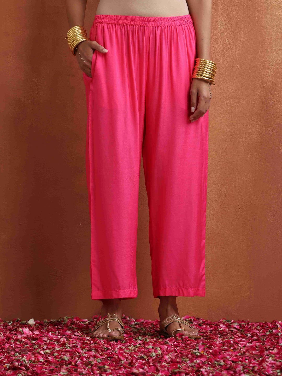 Pink Print High Slit Kurta Set | SHOBITAM