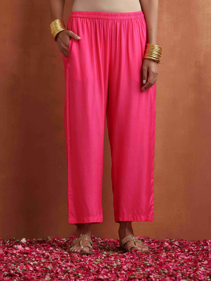 Pink Print High Slit Kurta Set | SHOBITAM