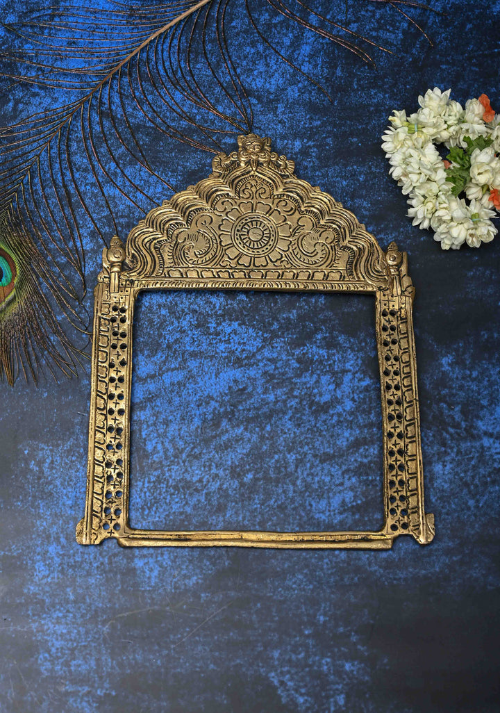 11" Prabhavali Antique Brass Arch-shaped Temple Frame , Indian Decorative Wall Hanging