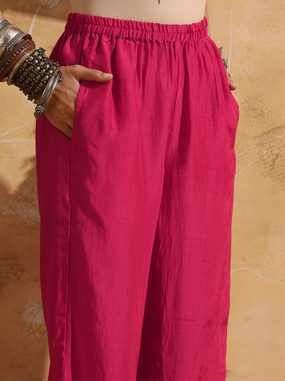 Green Muslin Silk High-Slit Kurta Pant Set  | SHOBITAM
