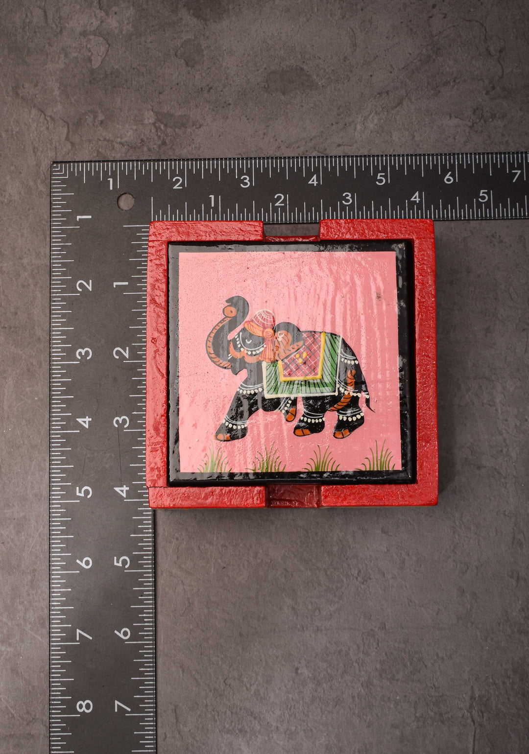 Wooden Coasters with Miniature Handpainting Set of 6