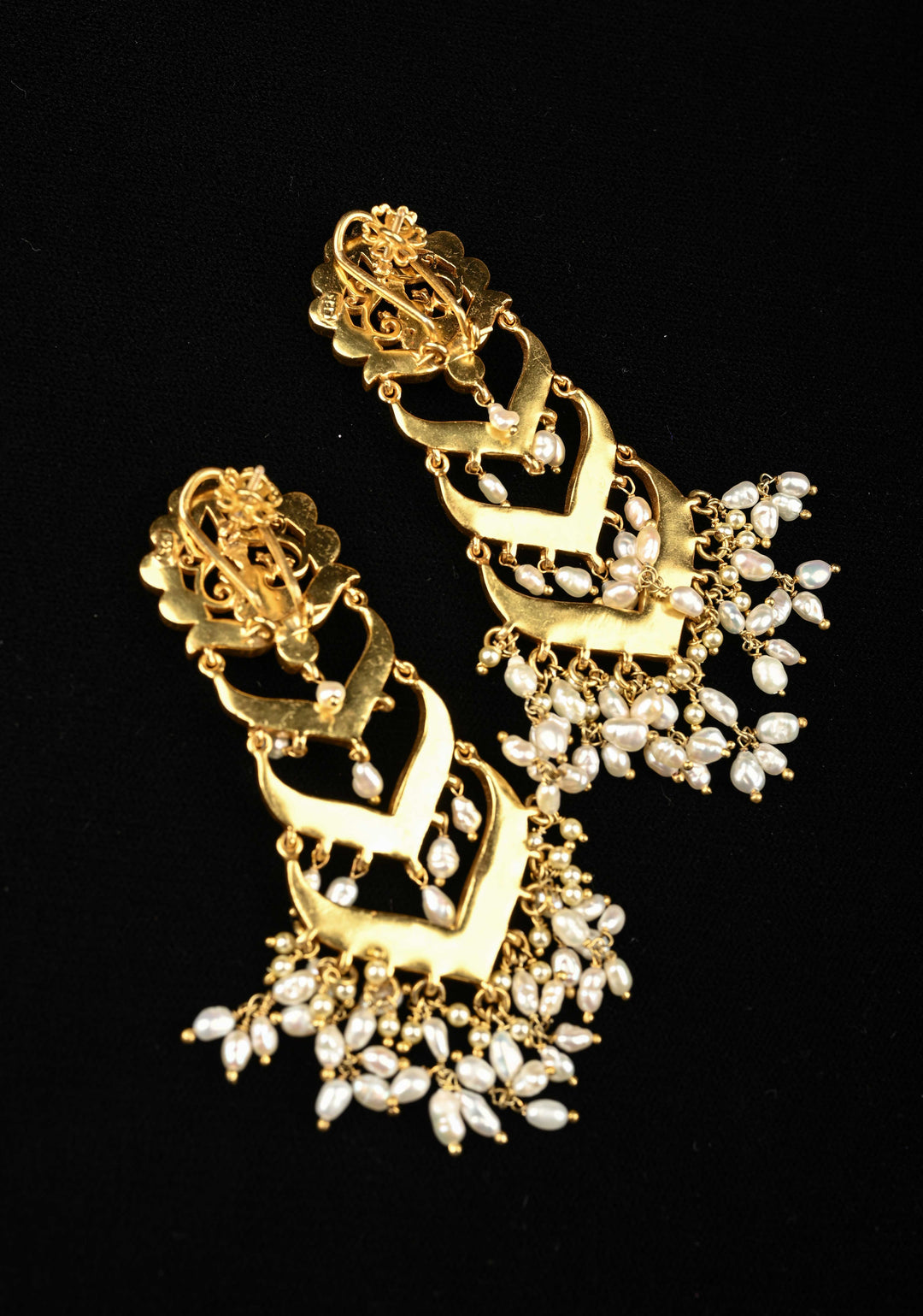 92.5 Pure Silver, Gold Plated Jhoomar Chandelier Earrings