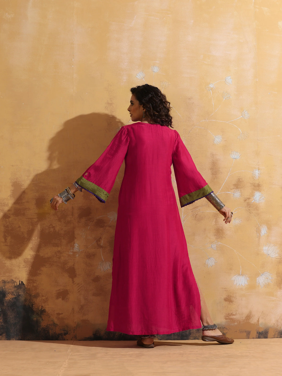 Pink Muslin Silk Straight Maxi Dress  | SHOBITAM