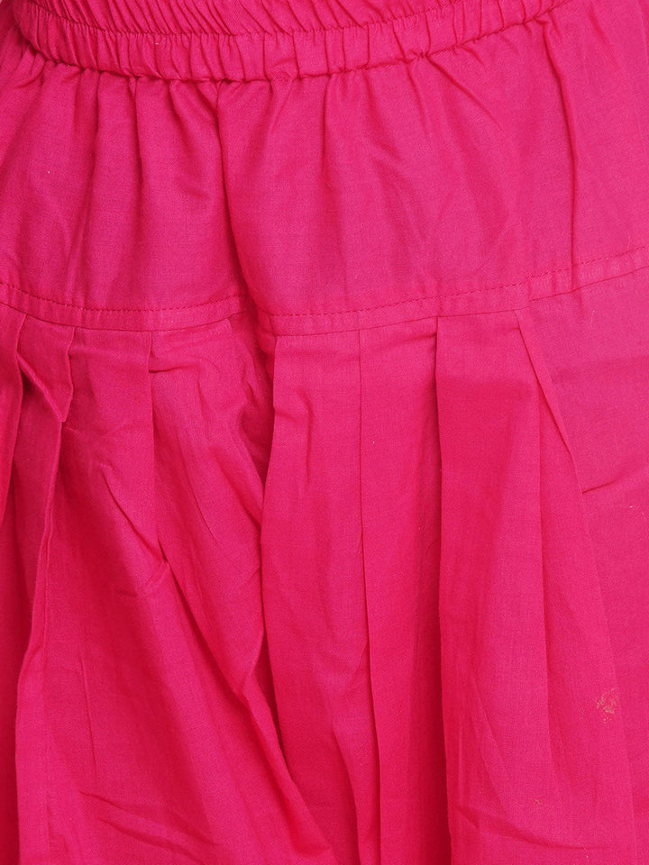 Mulberry  Semi-Silk Sleeveless Floral Choti Buti Embroidery Kurta with Salwar & Dupatta - Cream and Pink