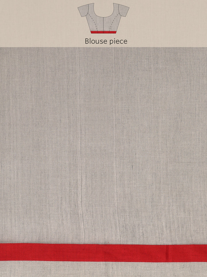 Handloom Solid Cotton Saree with Blouse Piece | SHOBITAM