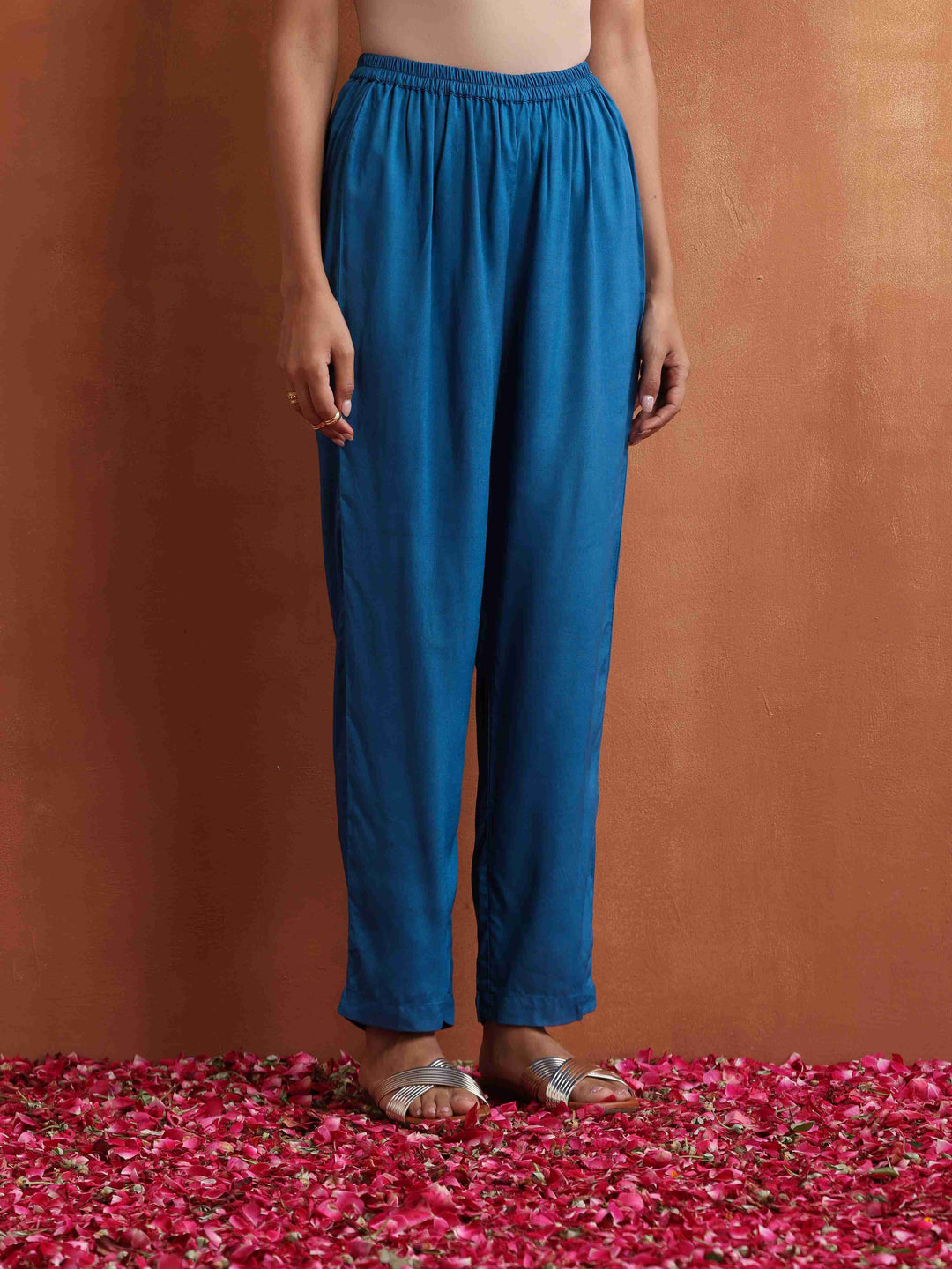 Blue Print Flared Anarakali Kurta Set | SHOBITAM | SHOBITAM