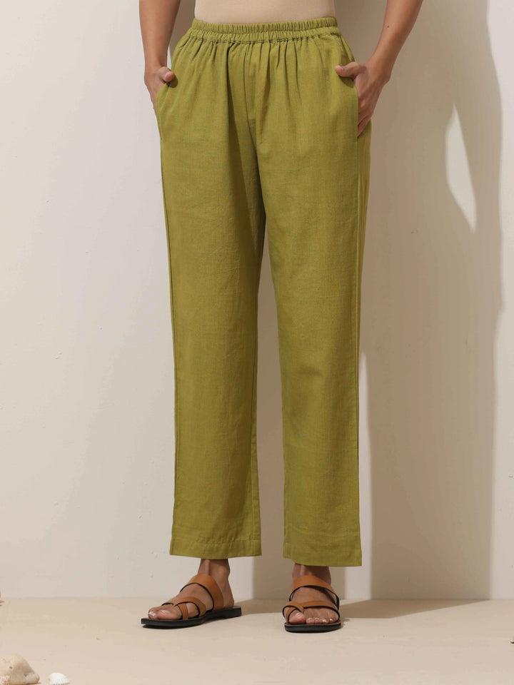 Brown Cotton Linen Kurta Pant Set | SHOBITAM