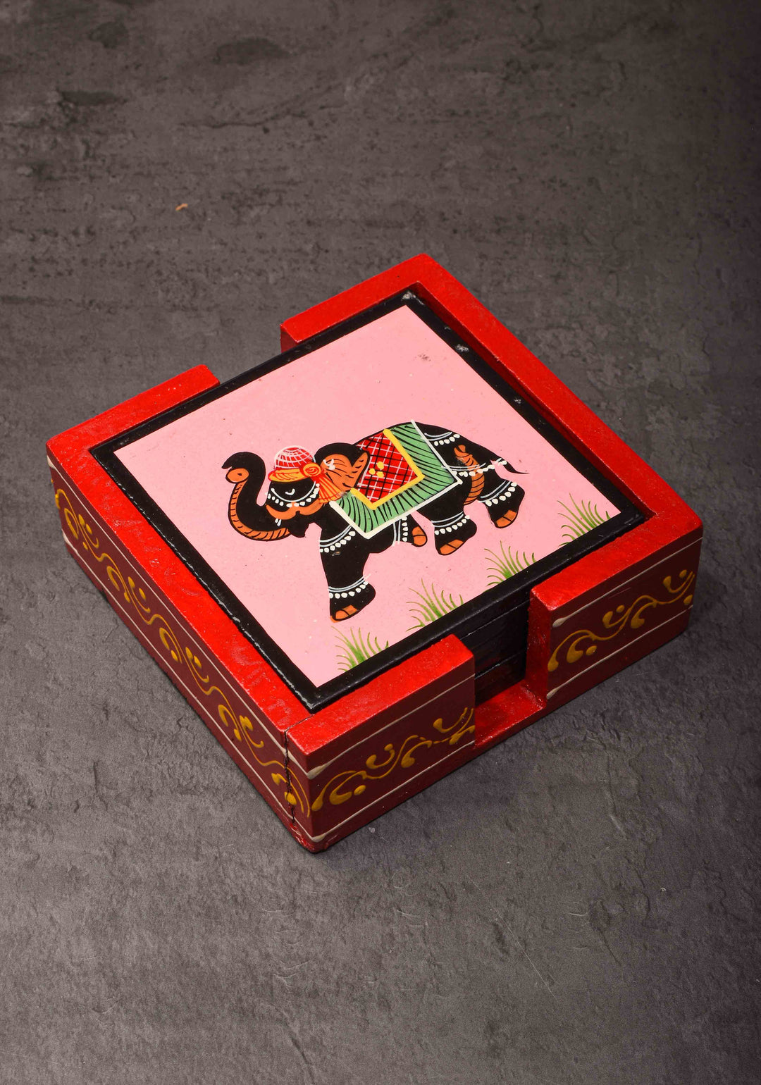 Wooden Coasters with Miniature Handpainting Set of 6