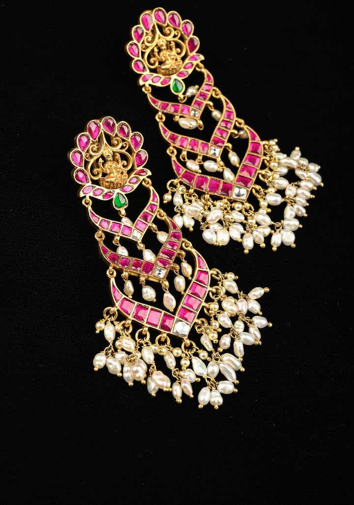 92.5 Pure Silver, Gold Plated Jhoomar Chandelier Earrings
