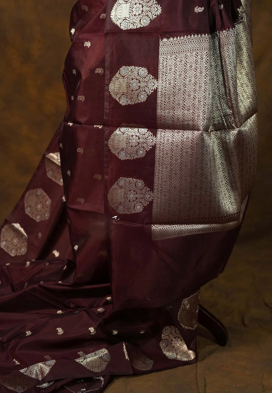 Brown Art Silk Saree with Buttas | SHOBITAM