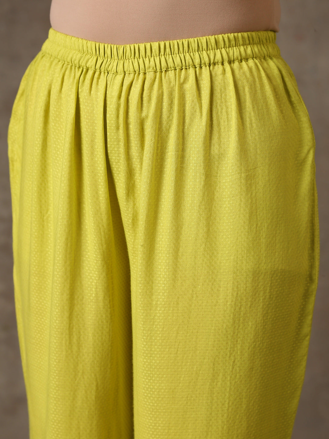 The Penelope - Lime Green Solid Textured Co-Ord Set | SHOBITAM