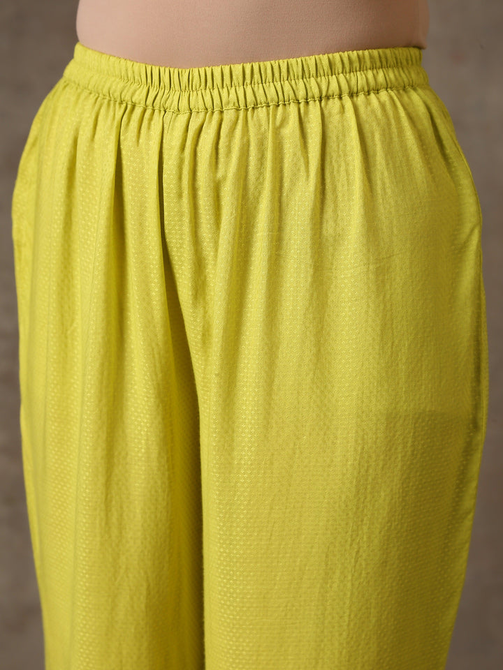 The Penelope - Lime Green Solid Textured Co-Ord Set | SHOBITAM