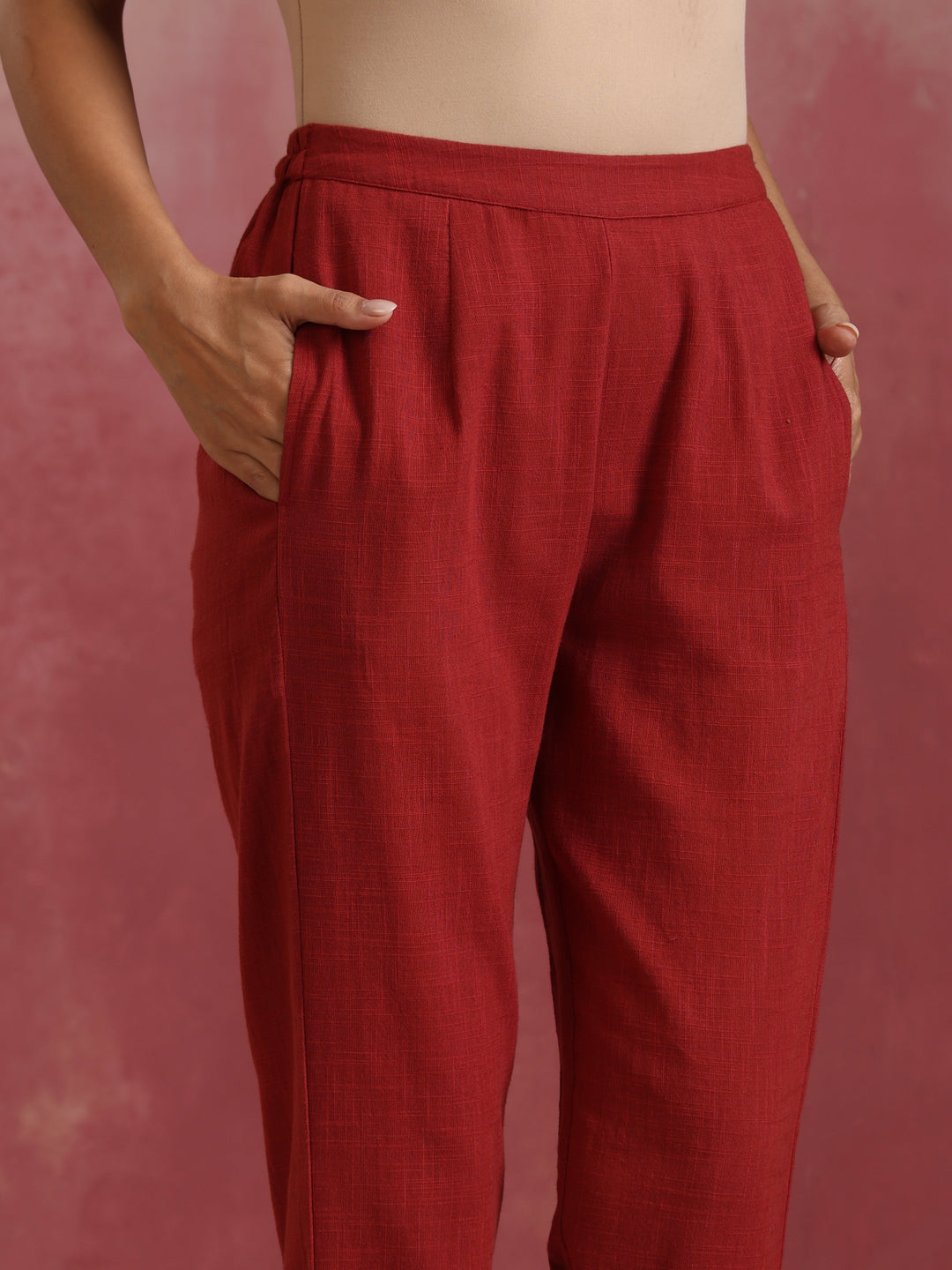 Maroon Cotton Dobby Kurta Set | SHOBITAM