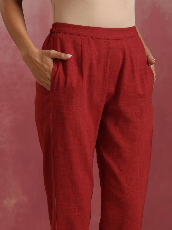 Maroon Cotton Dobby Kurta Set | SHOBITAM
