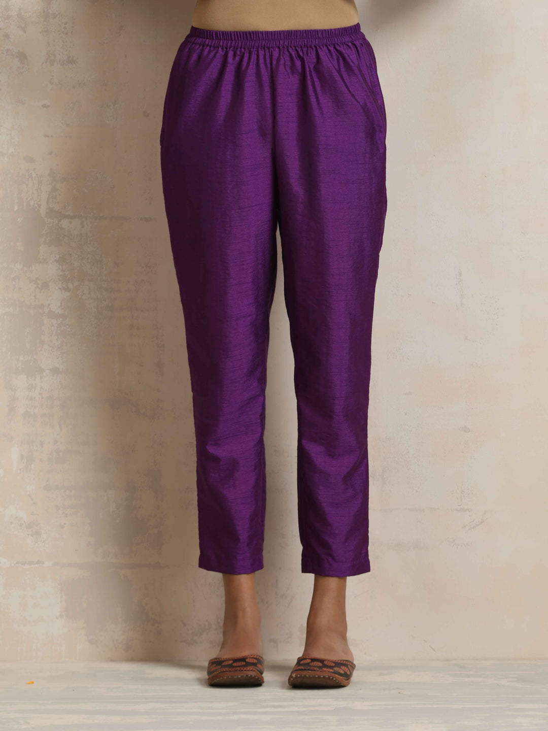 Purple Silk High Slit Kurta Set | SHOBITAM