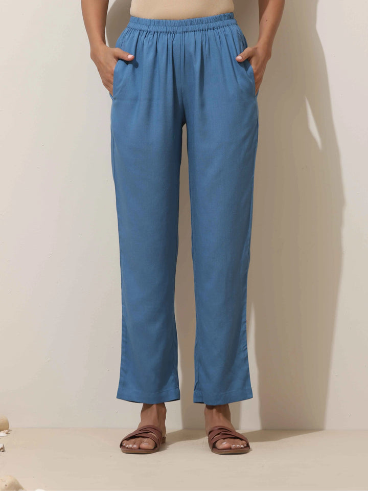 Blue Viscose Kurta Pant Set | SHOBITAM