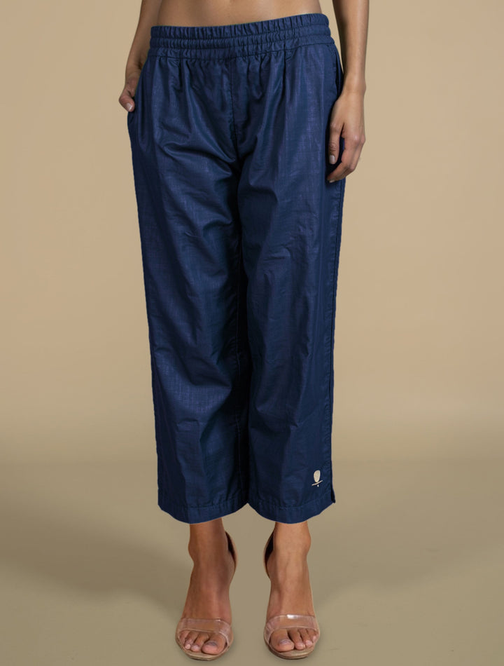 Blue Brocade Straight High-Slit Kurta Co-ord Set | SHOBITAM