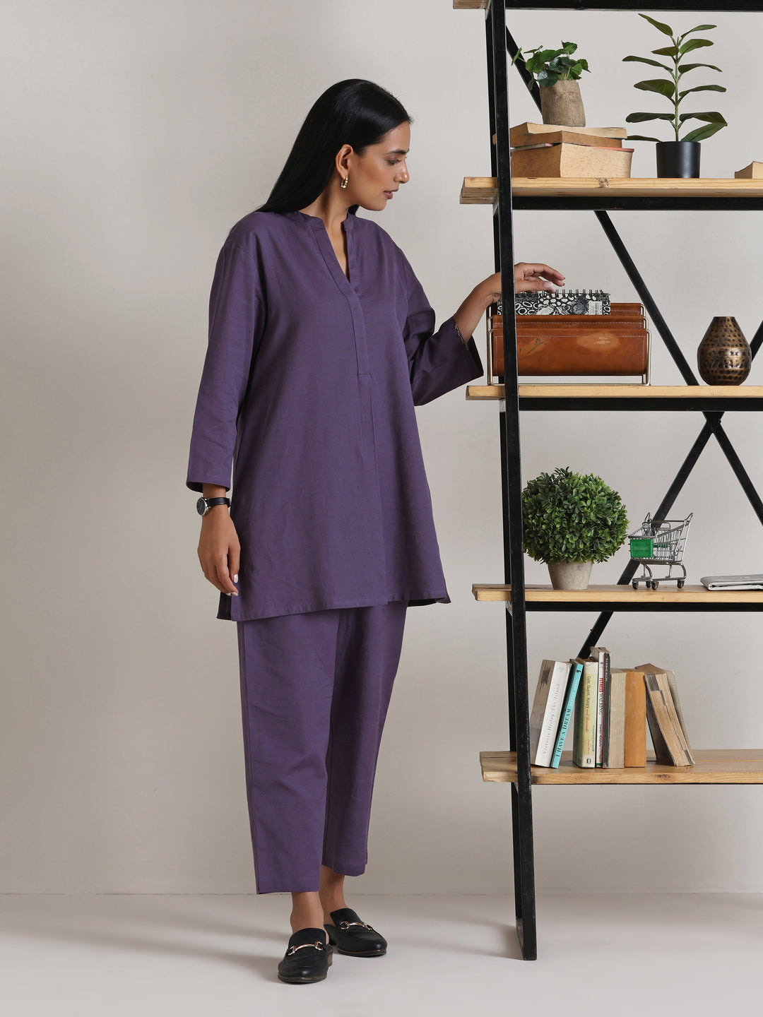 Plum Purple Relaxed Fit Co-Ord Set | SHOBITAM