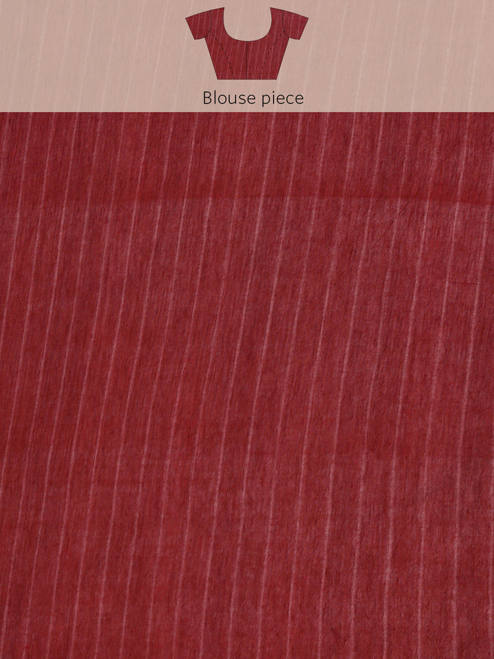 Maroon Hand Woven Shibori Cotton Saree With Yellow Pallu