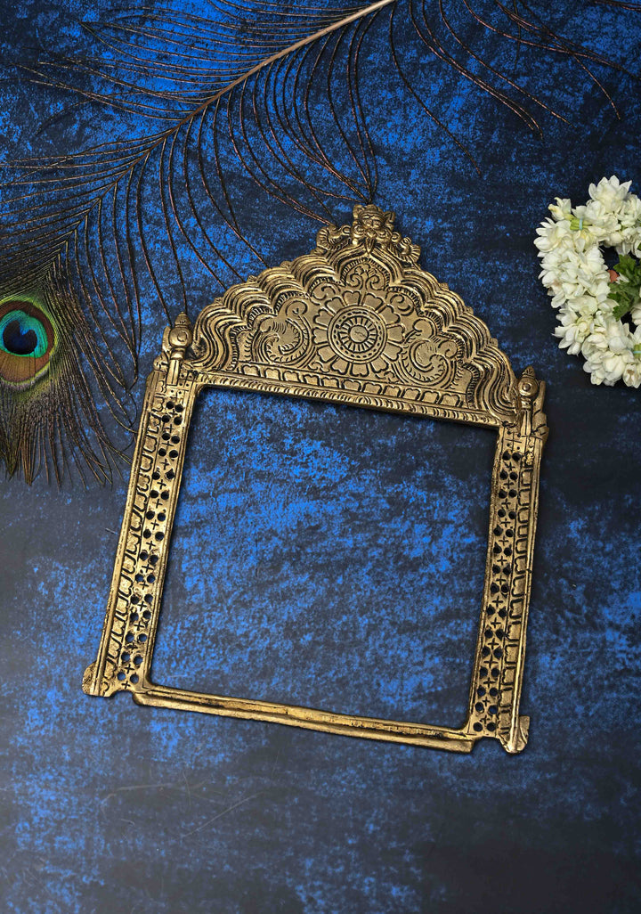 11" Prabhavali Antique Brass Arch-shaped Temple Frame , Indian Decorative Wall Hanging