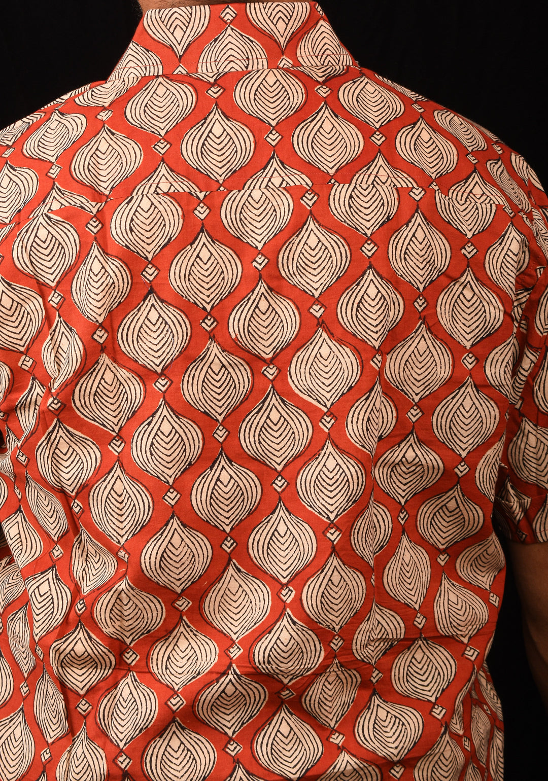 Red Black Bagru Handblock Printed Cotton Mens Shirt Musafir