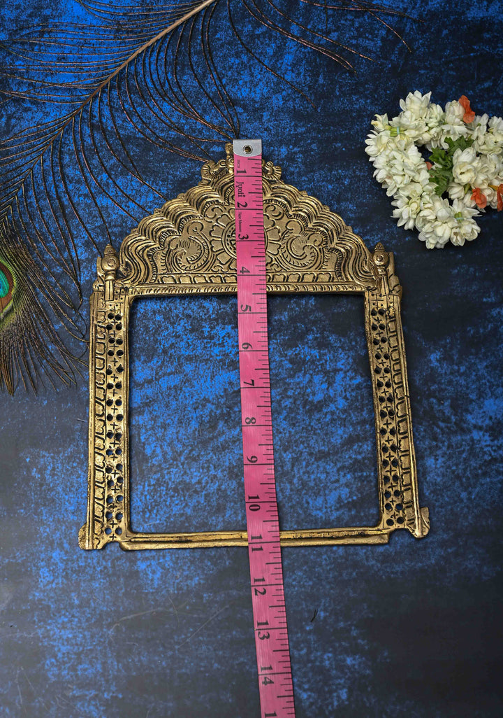 11" Prabhavali Antique Brass Arch-shaped Temple Frame , Indian Decorative Wall Hanging
