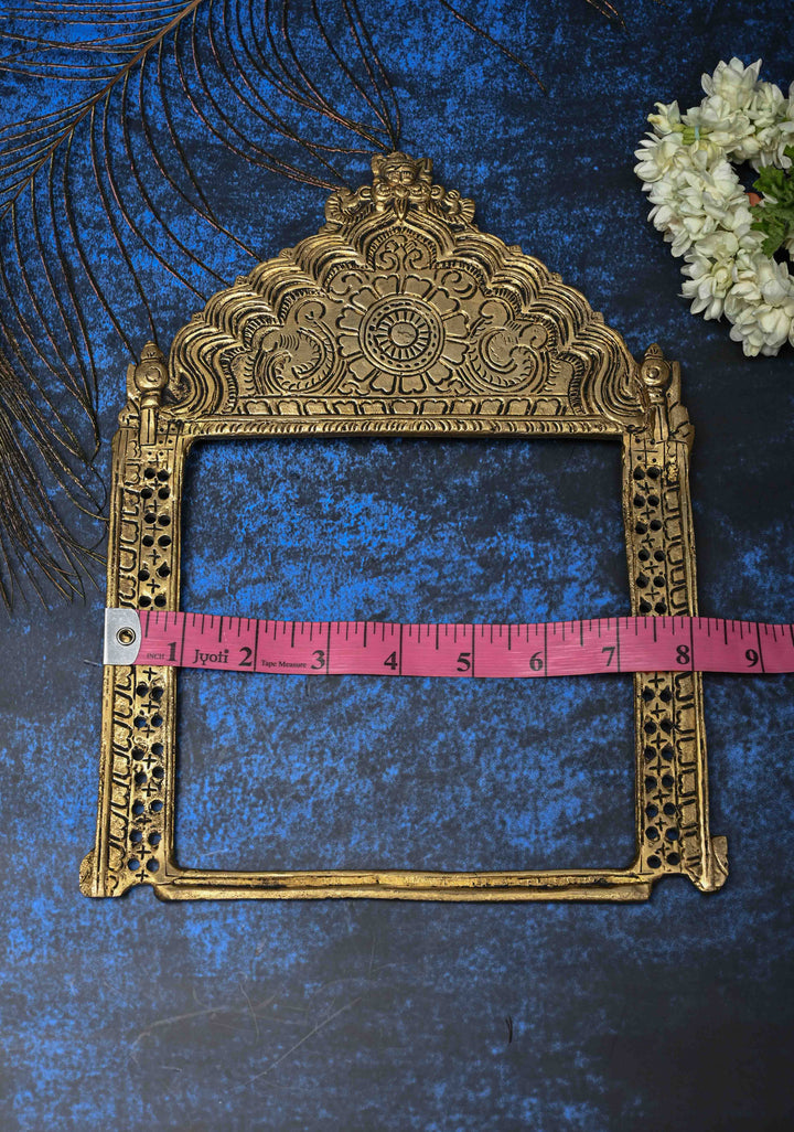 11" Prabhavali Antique Brass Arch-shaped Temple Frame , Indian Decorative Wall Hanging