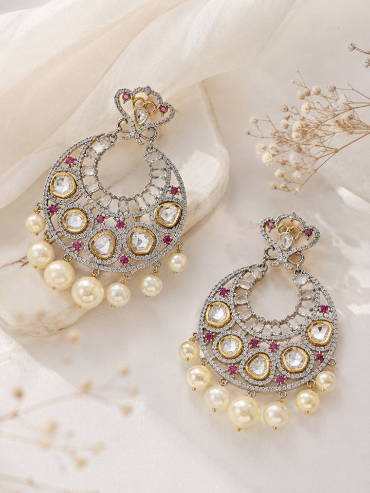 Pearl Chandbali Kundan Earrings | SHOBITAM
