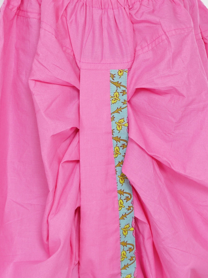 Boys Floral Kurta with Pearl Buttons and Dhoti in Blue and Pink  | SHOBITAM
