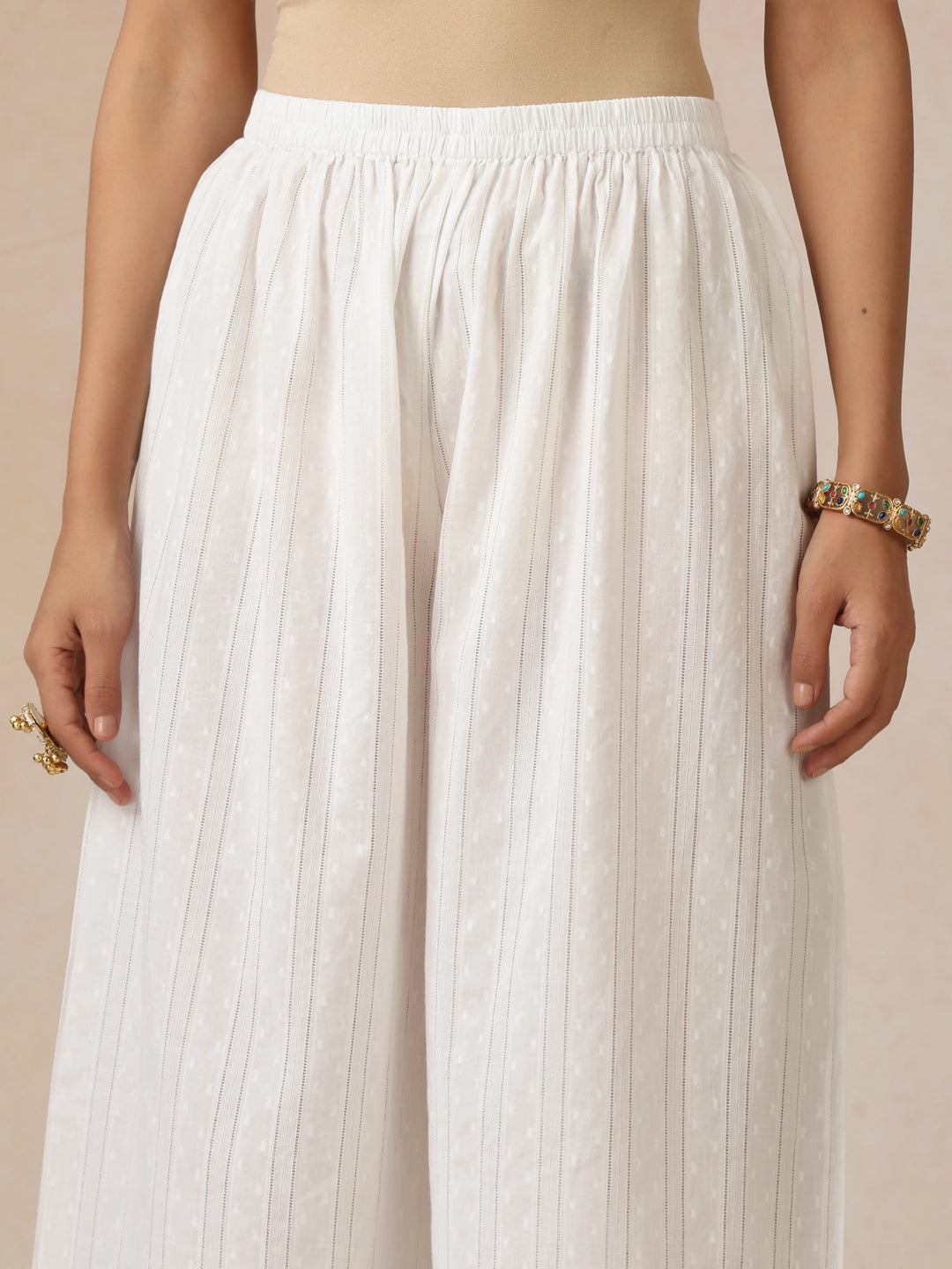 White Dobby Kurta Set | SHOBITAM