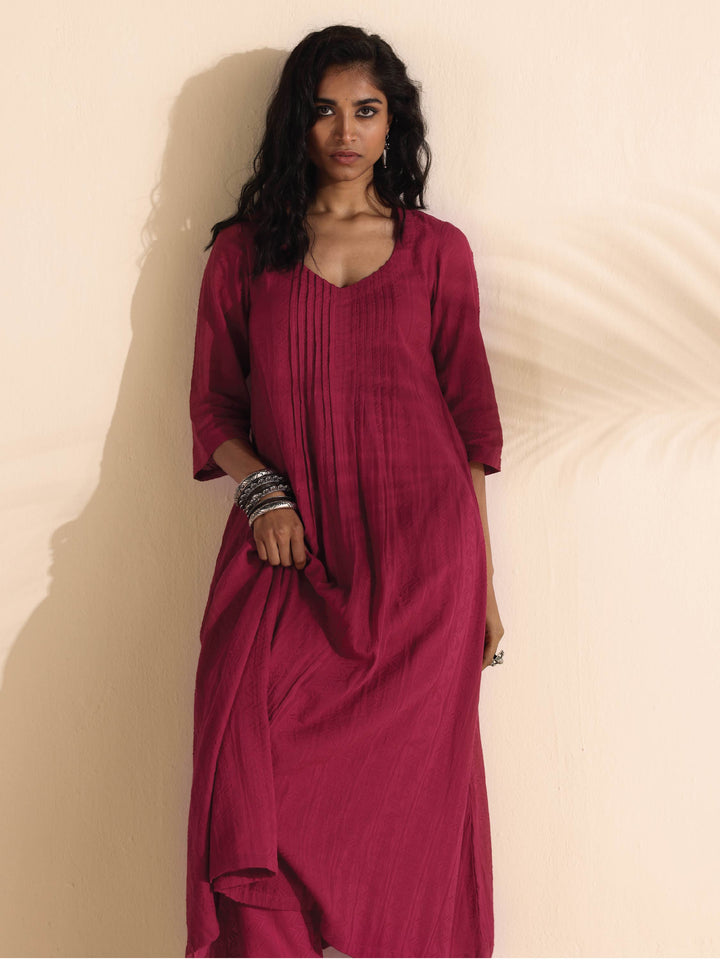 Carrot Cotton Dobby Kurta Pant Set | SHOBITAM