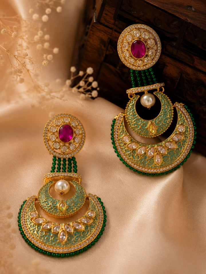 Chandbali Earrings in Gold Finish – Festive Wear | SHOBITAM