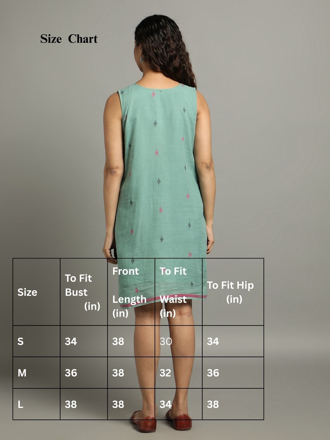 Green Cotton Handloom Dress | SHOBITAM